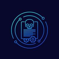 malware, icono de vector de línea de ataque cibernético