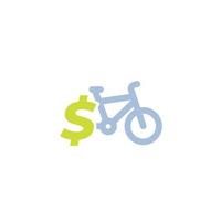 alquilar bicicleta, bicicleta en venta icono de vector