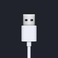 Enchufe USB con ilustración de vector de cable blanco