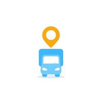 delivery vector icon with van and map pin