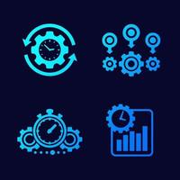 efficiency and productivity icons set vector