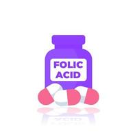 folic acid, B9 vitamin icon on white vector