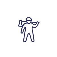 lumberjack line icon, man with axe vector