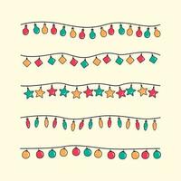 Collection of String Lights for the Christmas Decoration. vector