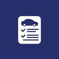 car insurance contract white icon vector