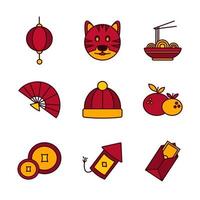 Icon Set Year of Chinese New Year of The Tiger vector