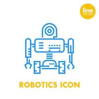 icono de línea de robótica, robot, ingeniería mecánica, ilustración vectorial vector