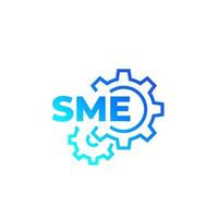 SME, icono de vector de pequeña y mediana empresa con engranajes