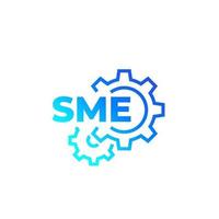 SME, small and medium enterprise vector icon with gears