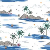 Hand drawn nature island seamless pattern for decorative,fabric,textile,print or wallpaper vector