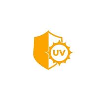 icono de protección uv con escudo y sol vector