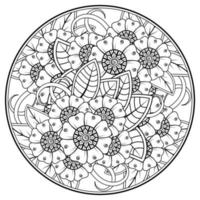 Circular pattern in the form of mandala with flower for henna, mehndi, tattoo, decoration. vector