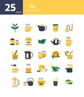 Tea flat icon set. vector