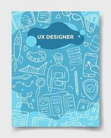 ux user experience designer concept with doodle style for template of banners, flyer, books, and magazine cover vector