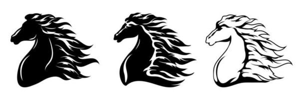 Horse head silhouette. Black silhouette on a white background with place for text. The outline is separated from the background. vector