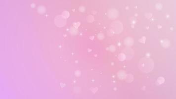 Delicate pink background with bokeh effect, hearts and stars. Design element. vector