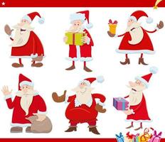 cartoon Santa Claus characters on Christmas time set vector
