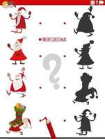 educational shadow task with cartoon Santa Claus vector