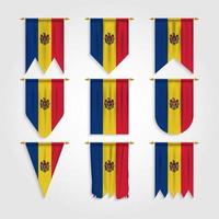 bandera de moldavia en diferentes formas, bandera de moldavia en varias formas vector