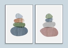 Minimalist wall art with rock balancing style vector