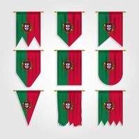 Portugal flag in different shapes, Flag of Portugal in various shapes vector