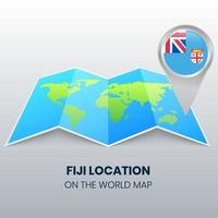 icono de ubicación de fiji en el mapa mundial, icono de pin redondo de fiji vector