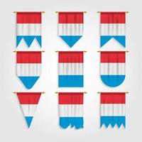 Luxembourg flag in different shapes, Flag of Luxembourg in various shapes vector