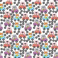 cute animal cartoon with car pattern vector