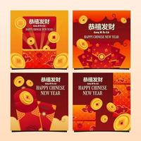 Red Pocket and Coin Chinese New Year Social Media Post vector