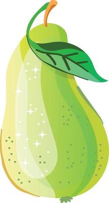 Green pear with leaf