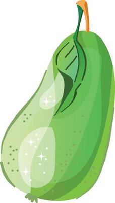 Green pear with leaf