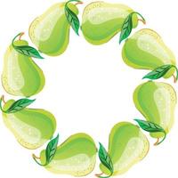 Wreath with green pears vector
