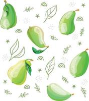 Seamless pattern with green pears vector