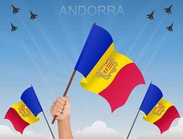 Andorra flags Flying under the blue sky vector