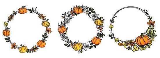 Thanksgivin decoration frame with pumpkins vector