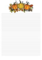 Autumne stationery or card template A4 format with pumpkins and leaves vector