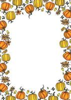 Autumne stationery or card template A4 format with pumpkins and leaves vector