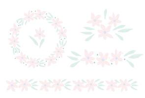 Flower delicate wreath and boarder clip art vector