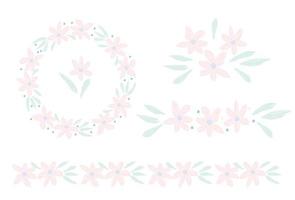 Flower delicate wreath and boarder clip art vector