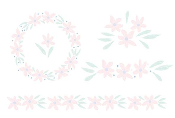 Flower delicate wreath and boarder clip art