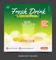 social media post post fresh drink template for  social media post advertising banner Premium free Vector