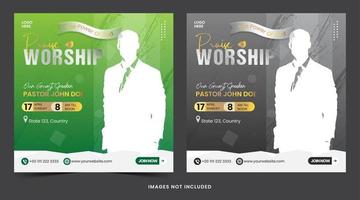 social media post church template with luxury elegant for social media banner post free vector