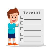 Boy in a sweater holding an empty to do list vector