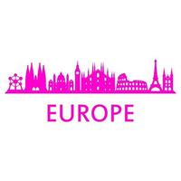 Europe skyline on white background vector