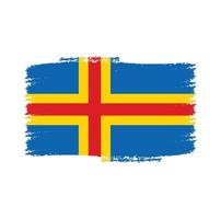 Aland Islands Flag With Watercolor Painted Brush vector