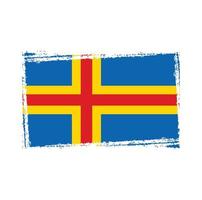 Aland Islands Flag With Watercolor Painted Brush vector