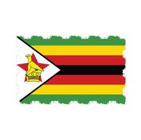 Zimbabwe flag vector with watercolor brush style