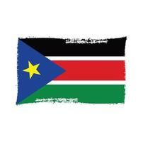 South Sudan  Flag With Watercolor Painted Brush vector