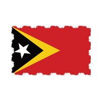 Timor Leste Flag With Watercolor Painted Brush vector
