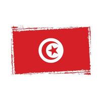 Tunisia Flag With Watercolor Painted Brush vector